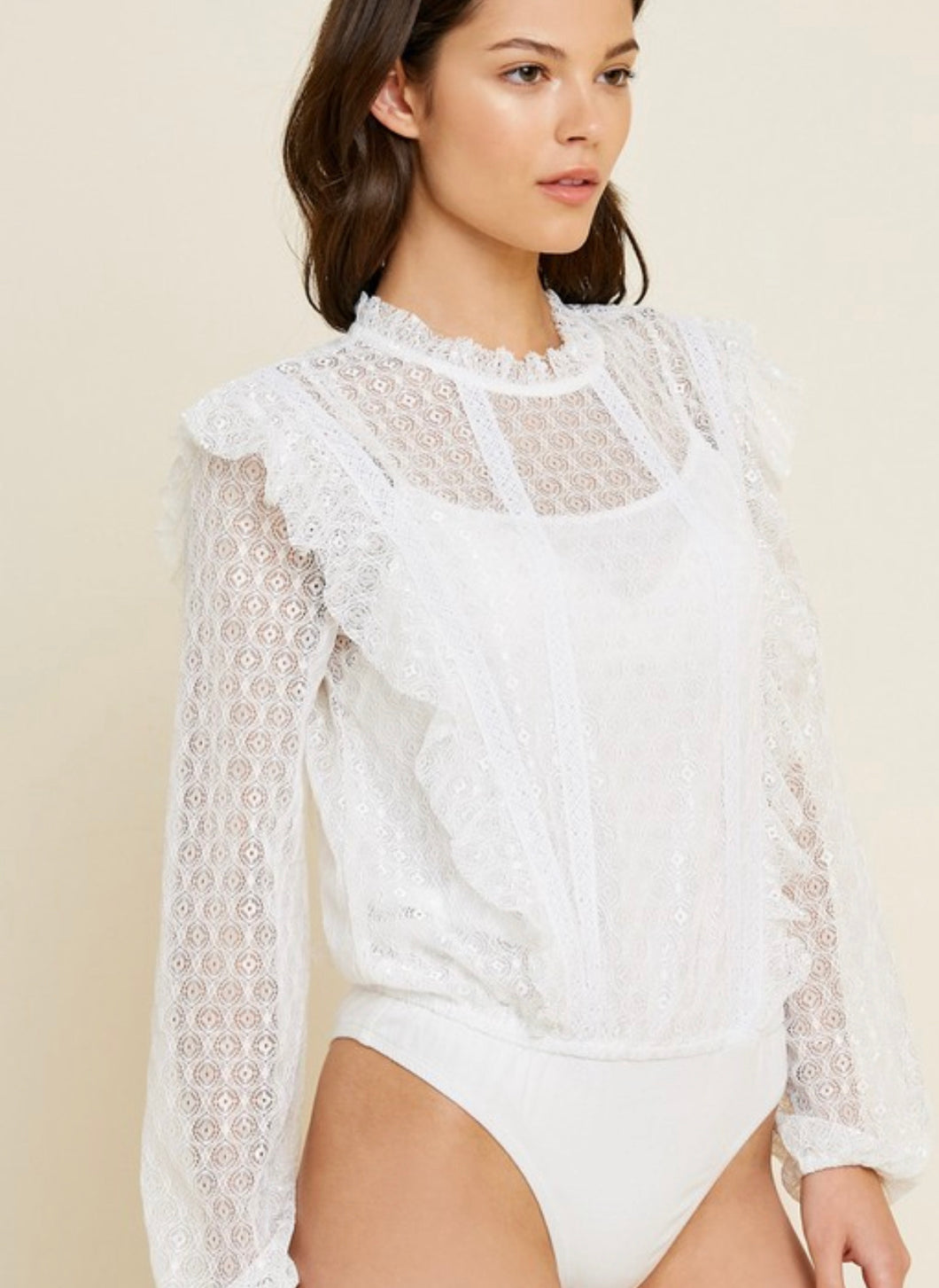 Luxury Lace Bodysuit in White